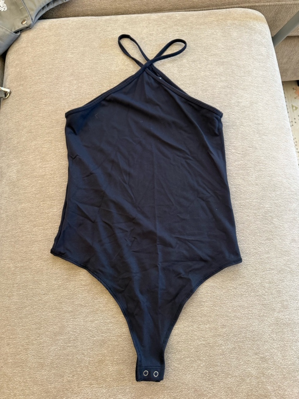 Abercrombie & Fitch Black Cross-Back One-Piece Bodysuit